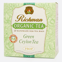 Зеленый цейлонский органический среднелистовой чай с фруктовыми добавками FBOP Richman, 20 пакетиков